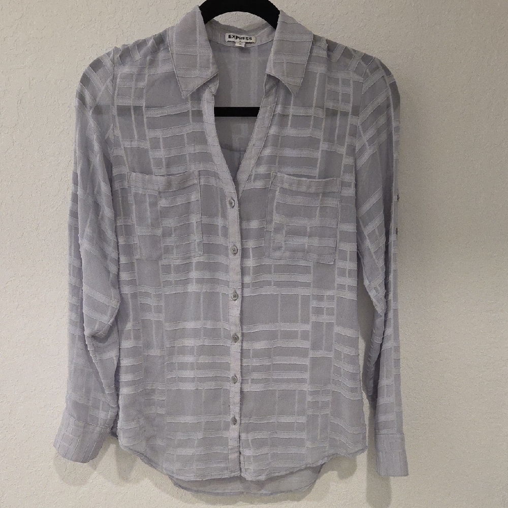 Express Light Gray Textured Blouse
